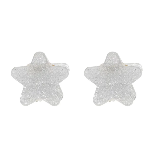 Emi Jay Baby Star Clip Set In Silver Tinsel