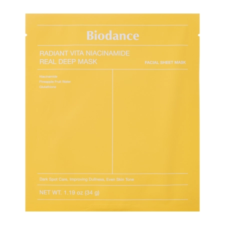 Biodance - Radiant Vita Niacinamide Real Deep Mask - Освітлювальна гідрогелева маска для обличчя - 1шт.:34g