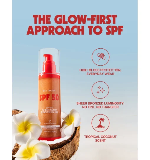 Солнцезащитный гель SPF50 Bali Body Sheer Glow Sunscreen Gel SPF50 90 мл — изображение 3